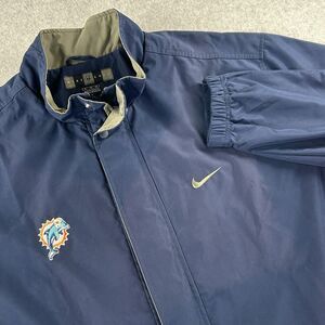 Vtg Nike Jacket Packable Windbreaker Men XL Blue Embrd Miami Dolphins Sun Logo